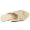 Crisscross Strap Block Heel Slide Sandals sold by Allegra K