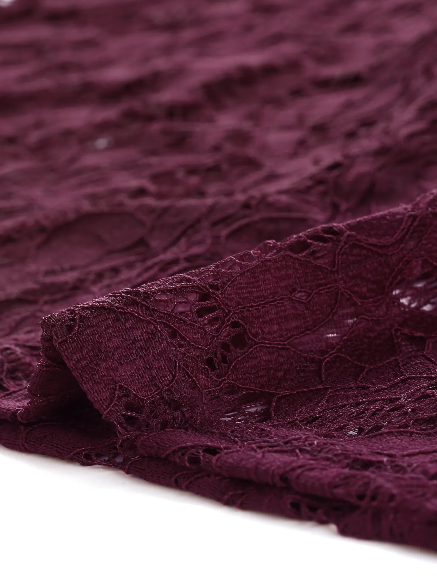 Tie V Neck Short Sleeve Sheer Floral Lace Blouse Top sold by Allegra K product image thumbnail 5