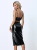 PU Leather Crop Tube Cami Top Long Bodycon Skirt 2 Piece Sets sold by Allegra K