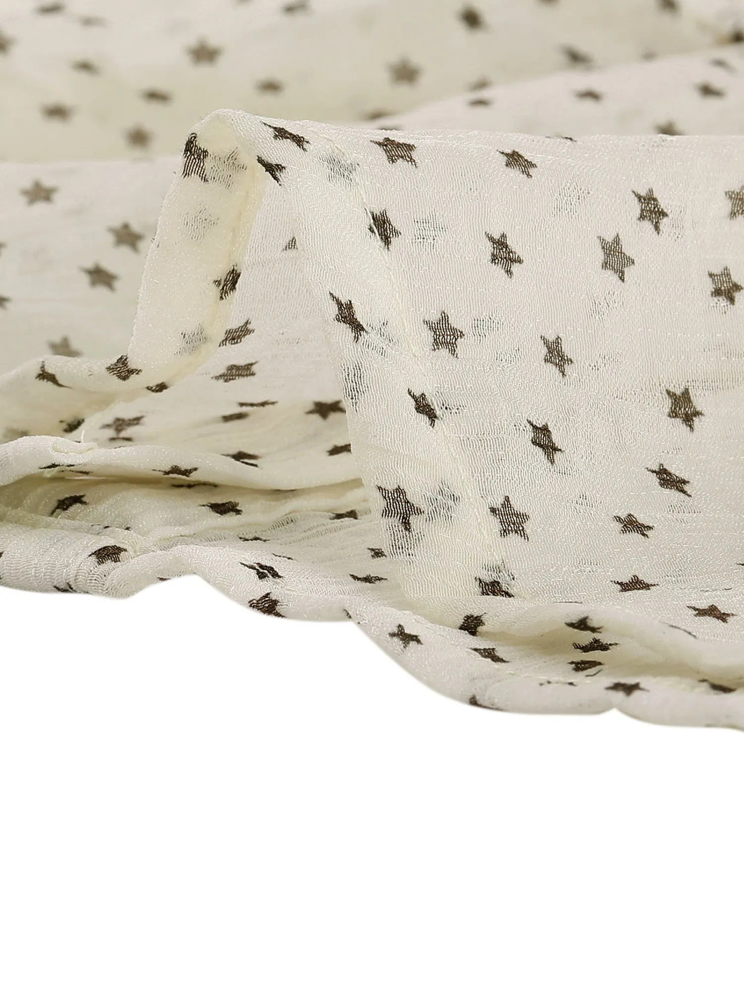 Peplum Top Stars Print Mesh Ruffle Sleeveless Button Down Blouse sold by Allegra K product image thumbnail 5