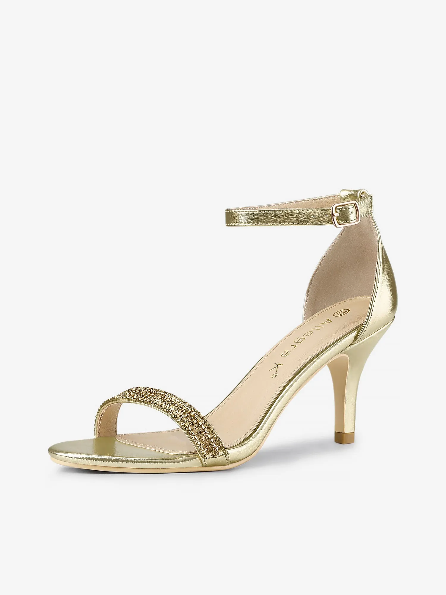 Stiletto Heel Rhinestone Ankle Strap Sandals sold by Allegra K