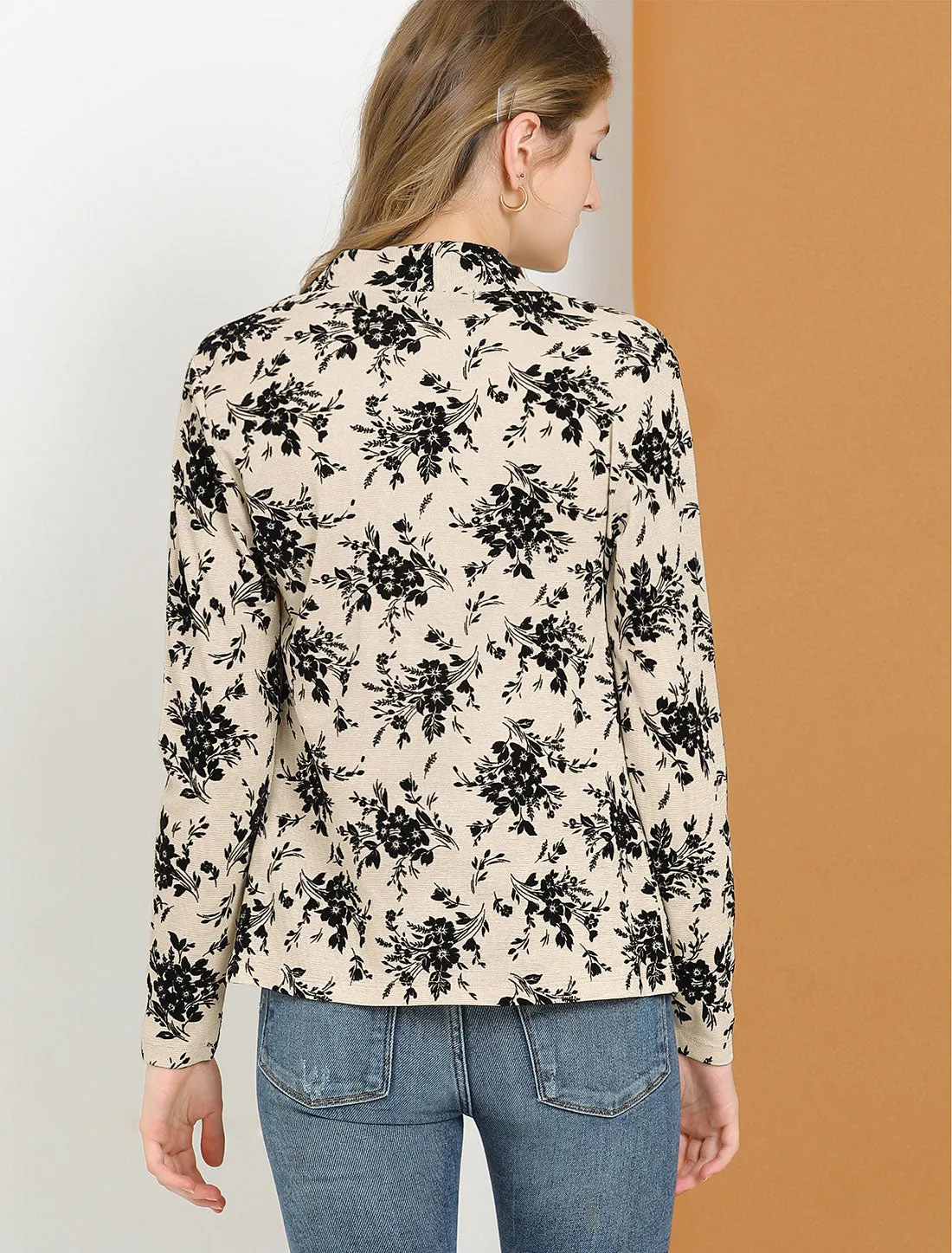 Open Front Blazer Long Sleeve Metallic Casual Floral Cardigan sold by Allegra K product image thumbnail 5