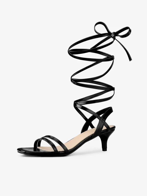 Women's Strappy Lace Up Slingback Kitten Heel Sandals sold by Allegra K