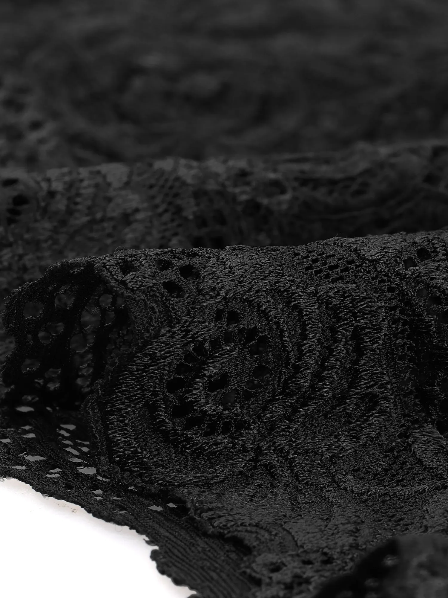 Sheer Long Sleeve Crew Neck Sexy Lace Cropped Top Blouse sold by Allegra K product image thumbnail 5