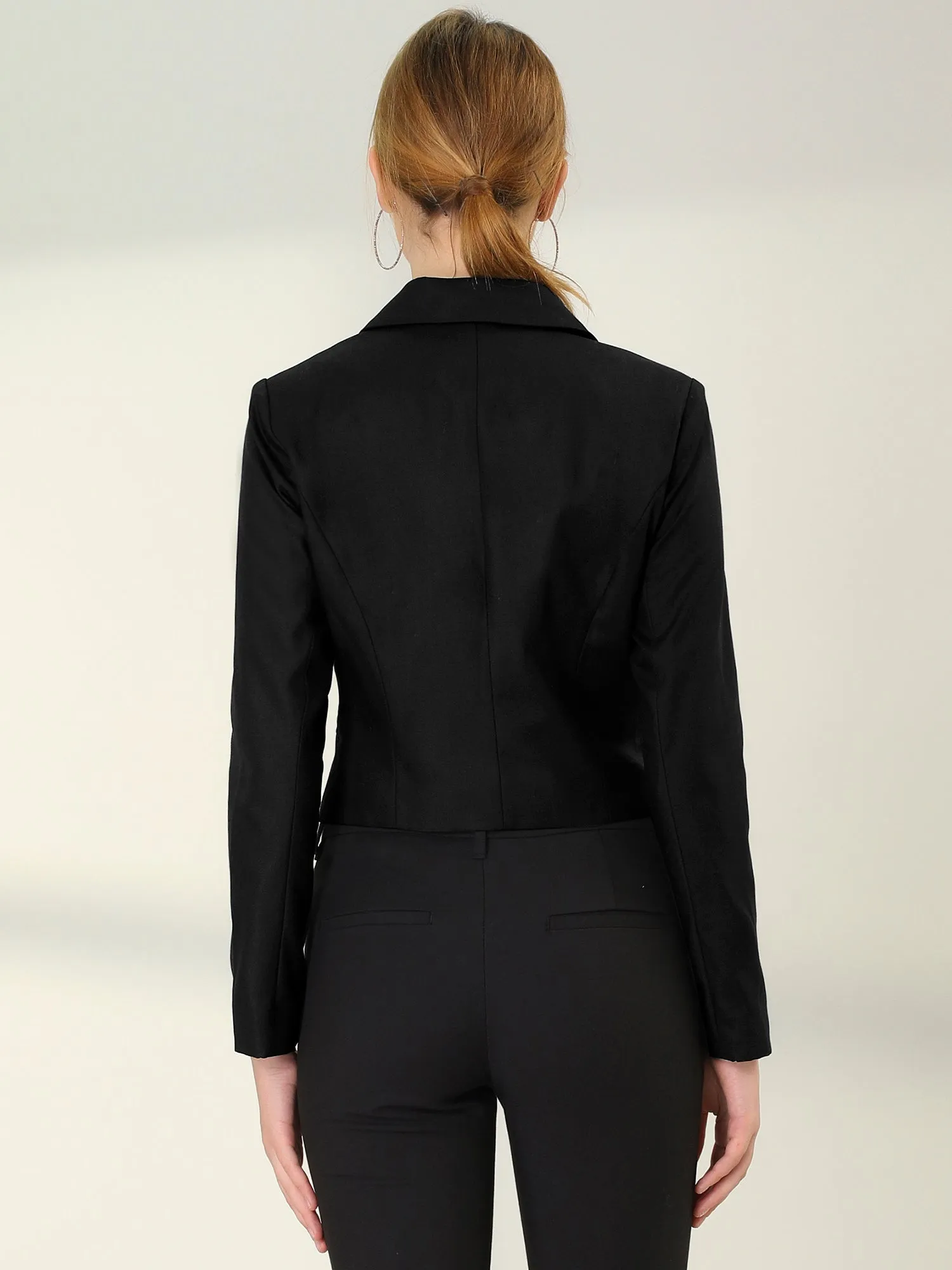 Double Breasted Notched Lapel Jacket Slim Fit Cropped Blazer sold by Allegra K product image thumbnail 4