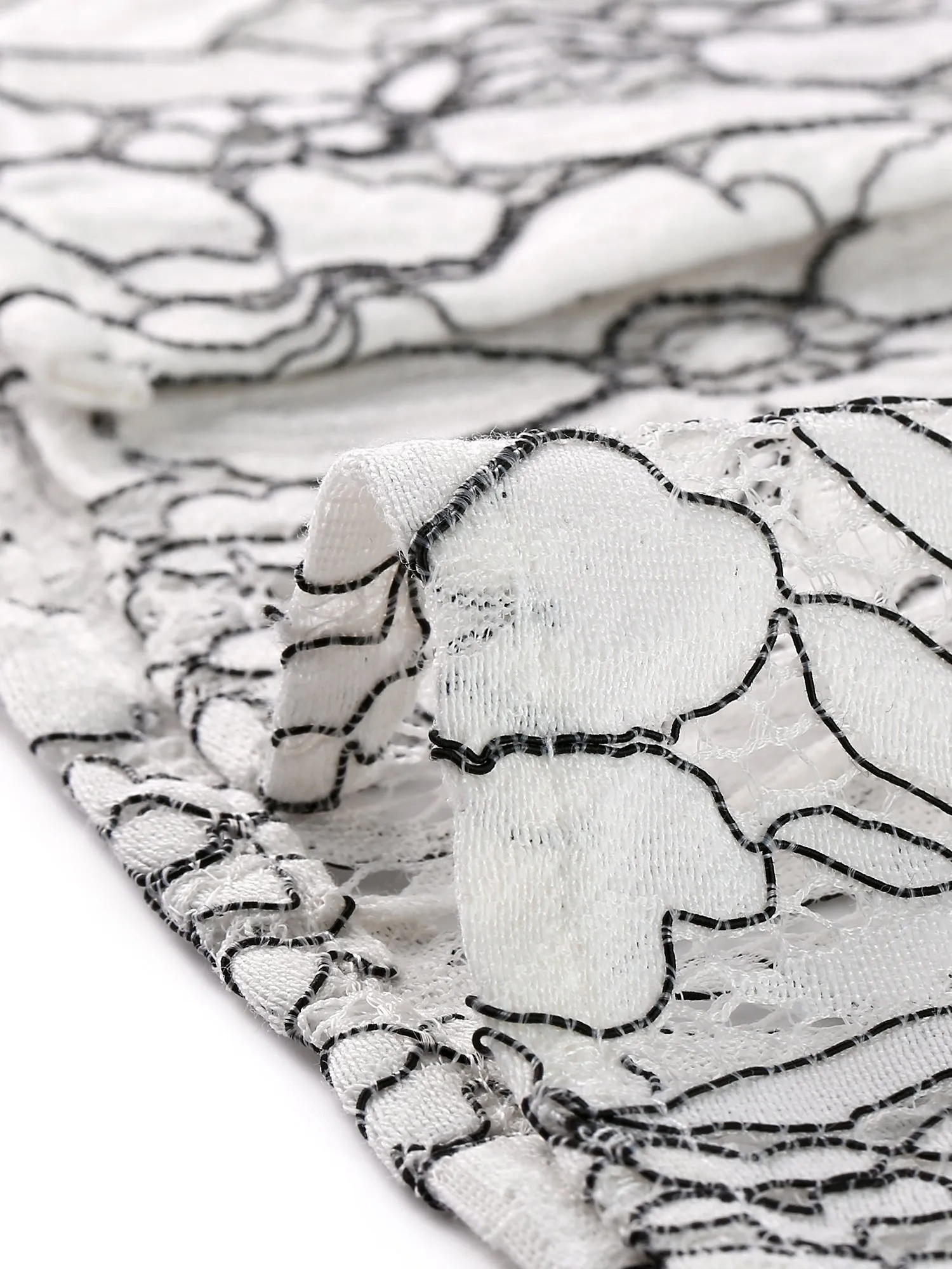 Lace Floral Blouse Square Neck Long Sleeve Button Down Top sold by Allegra K product image thumbnail 5