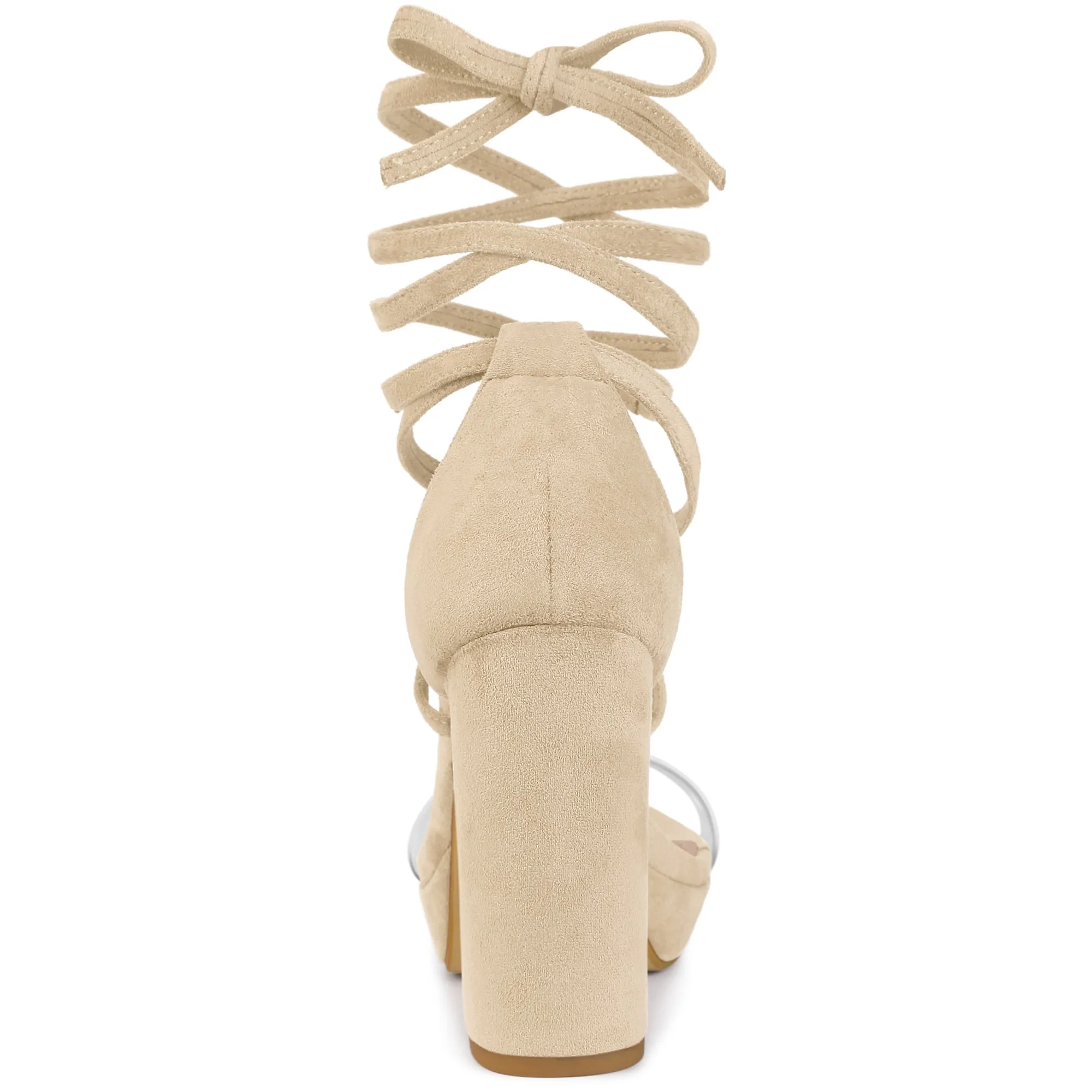 Platform Lace Up Clear Chunky Heel Sandals sold by Allegra K product image thumbnail 5