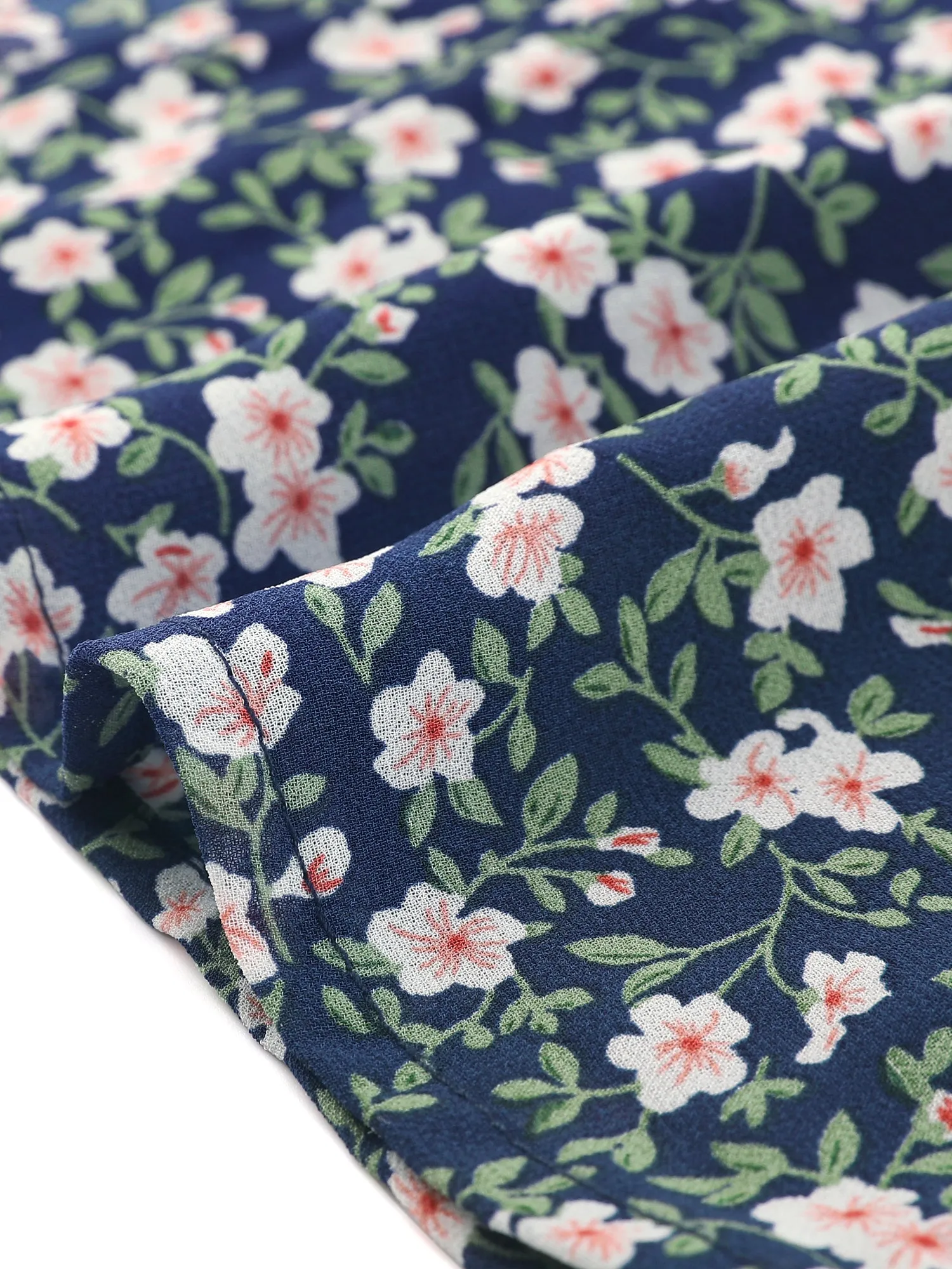 Button Front Shirt Puff Short Sleeve Chiffon Floral Top sold by Allegra K product image thumbnail 5