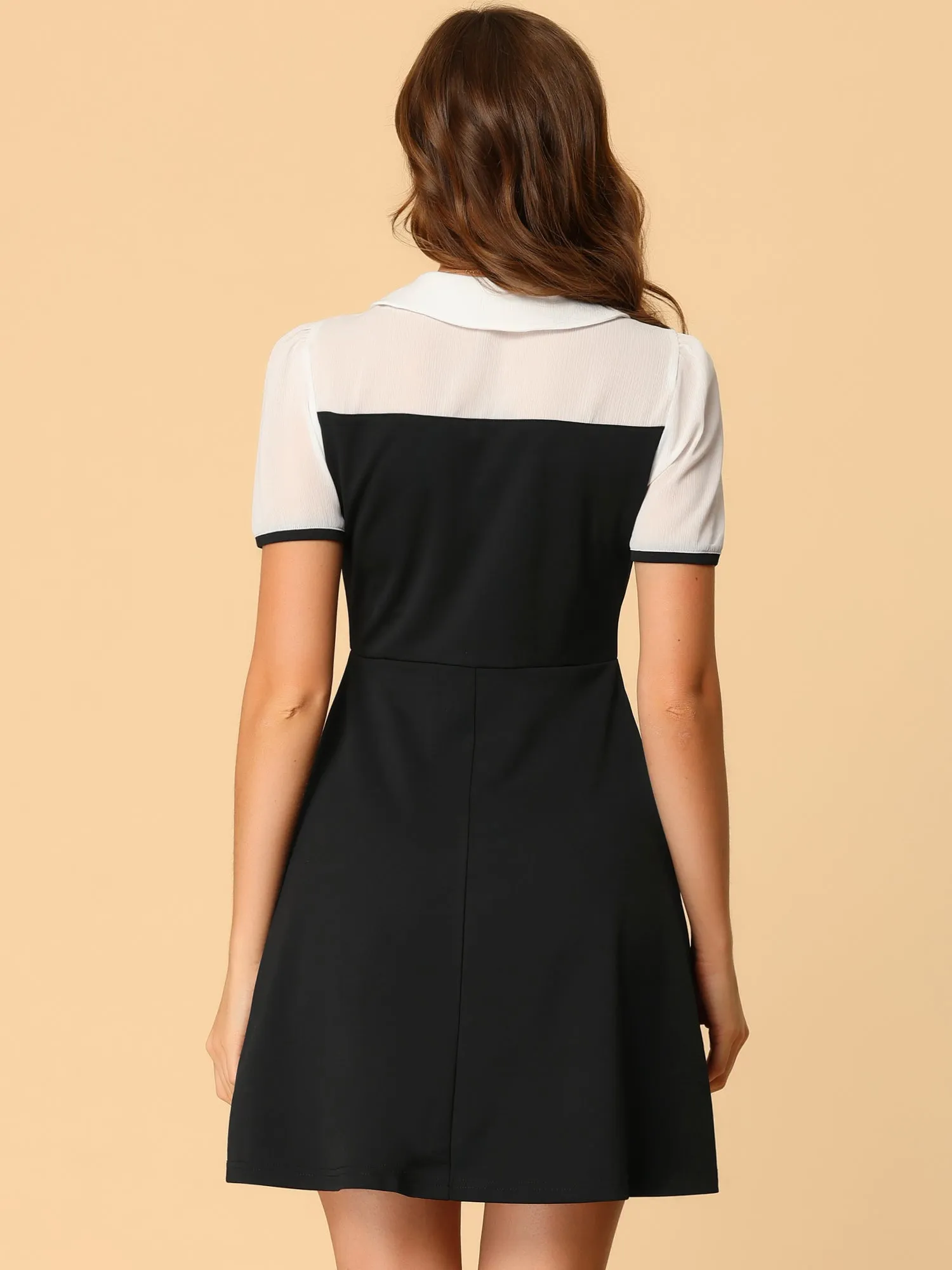 Contrast Doll Collar Short Sleeve Vintage Skater Dress sold by Allegra K product image thumbnail 2