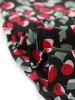 Cherry Printed V Neck Ruffle Collar Floral Short Sleeve A-Line Dress sold by Allegra K