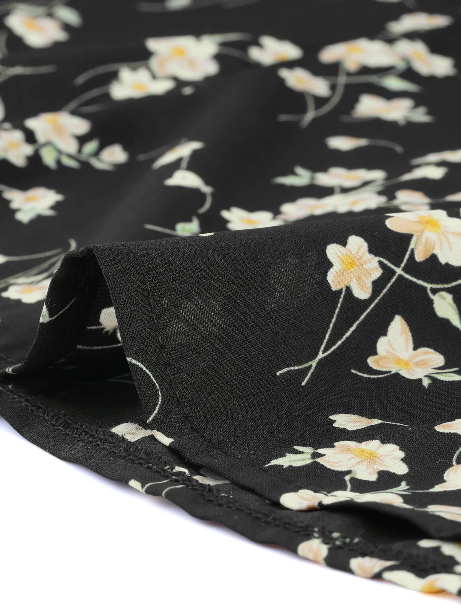 Peasant Chiffon Floral Ruffle Neck Office Long Sleeve Blouse sold by Allegra K product image thumbnail 4