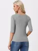 Casual Boat Neck 3/4 Sleeve Solid Basic T-shirt sold by Allegra K