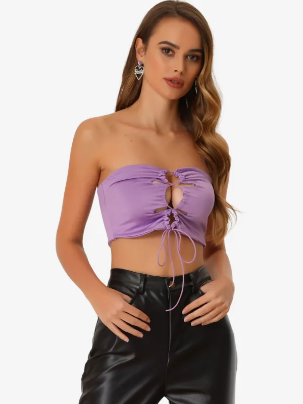 Y2K Criss Cross Hollow Out Party Club Cropped Cami Tank Tube Top sold by Allegra K