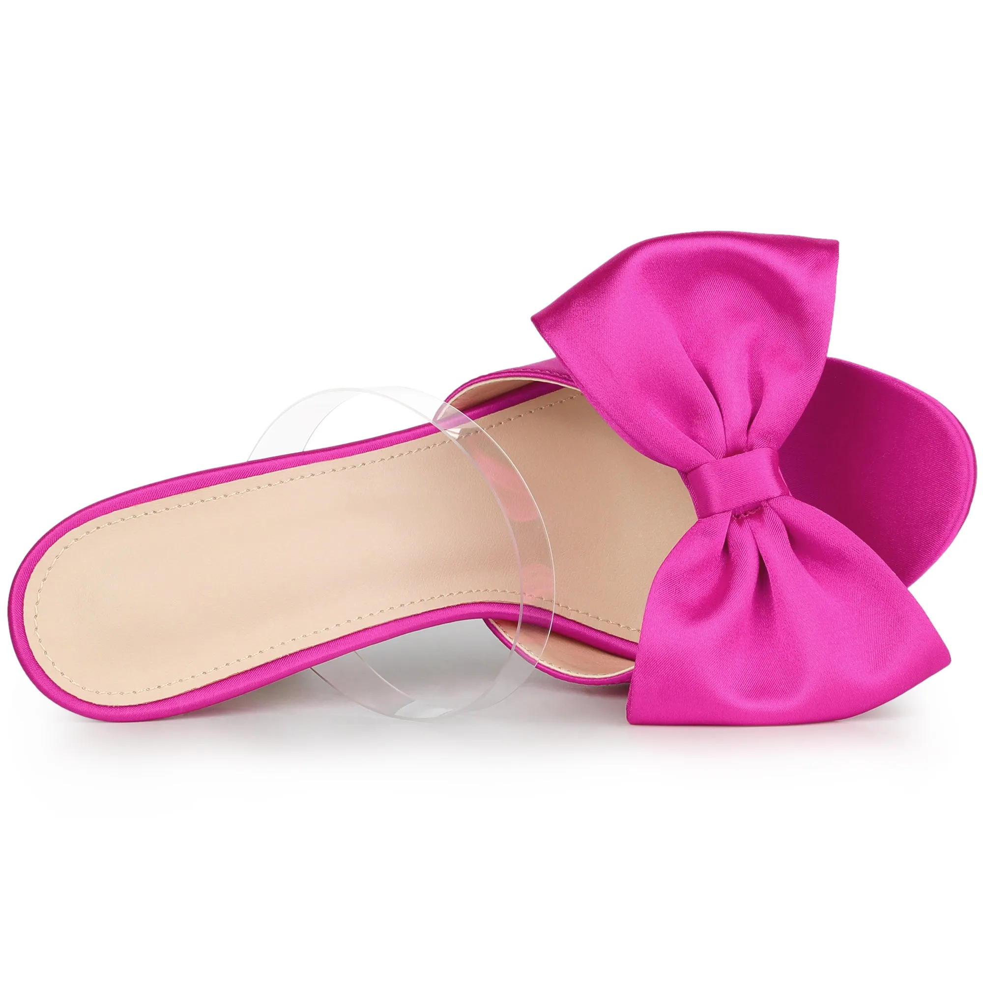 Women's Clean Strap Bow Stiletto Heels Mules Slide Sandals sold by Allegra K product image thumbnail 5