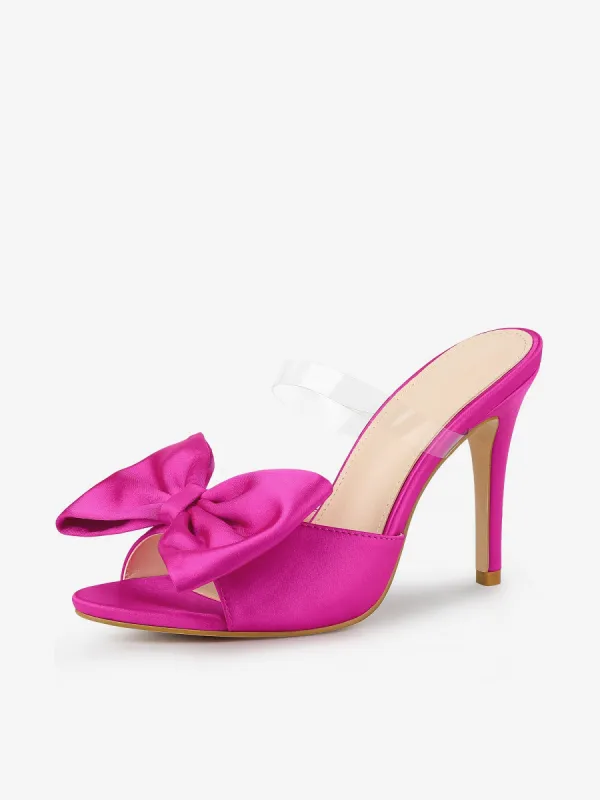 Women's Clean Strap Bow Stiletto Heels Mules Slide Sandals sold by Allegra K