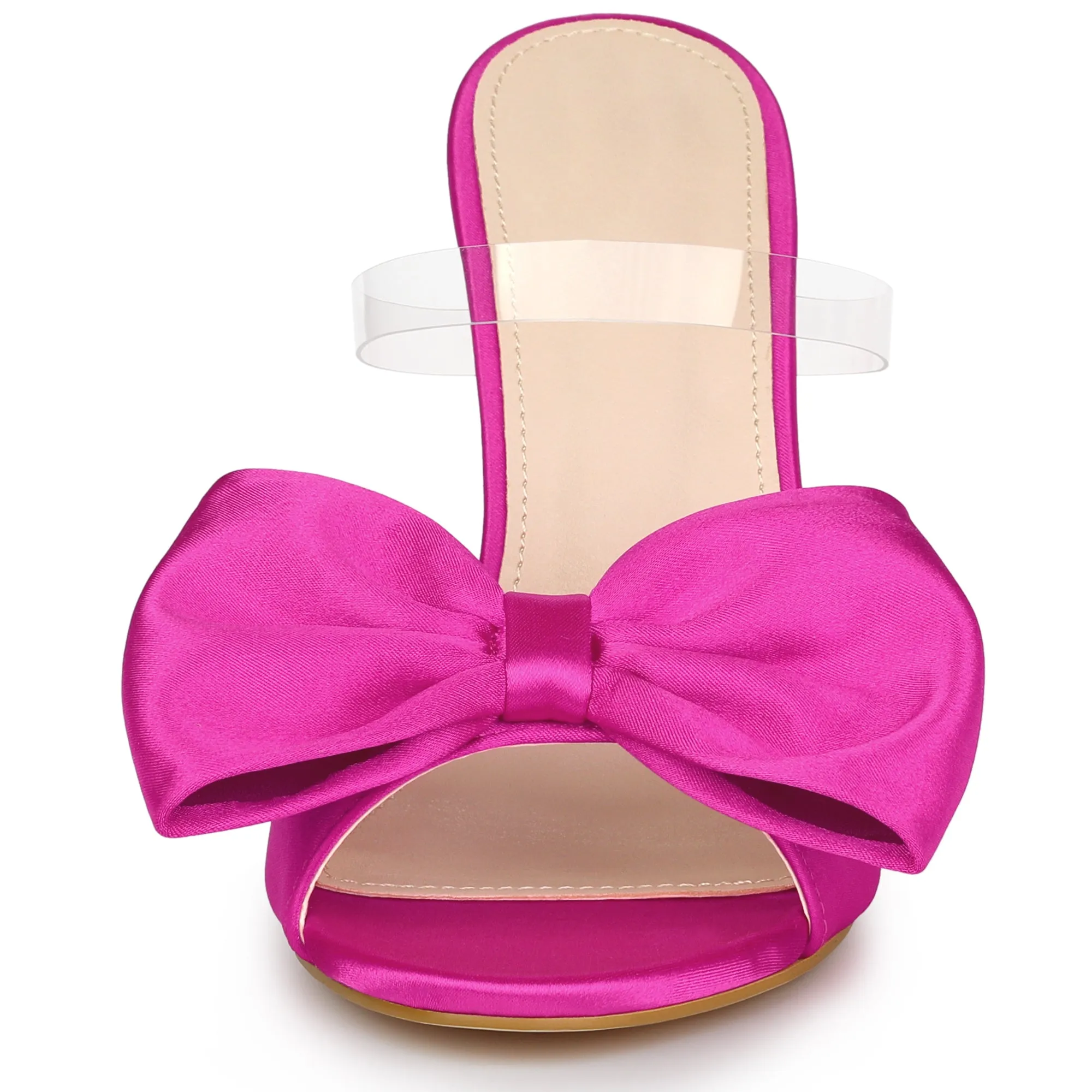 Women's Clean Strap Bow Stiletto Heels Mules Slide Sandals sold by Allegra K product image thumbnail 3