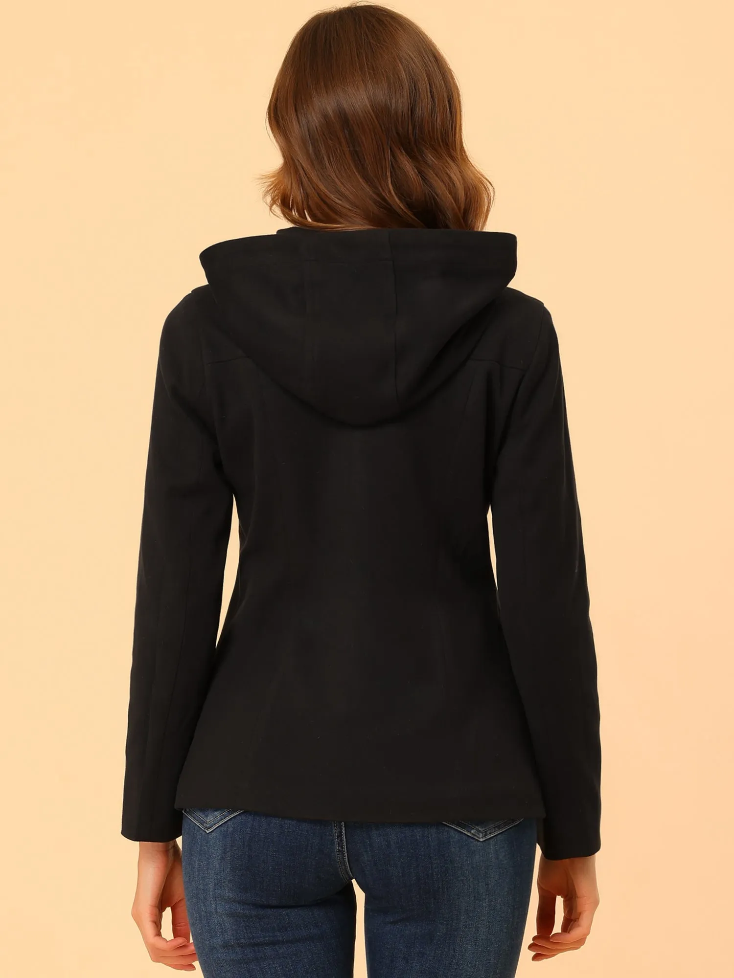 Casual Winter Outwear Hooded Button Toggle Pea Coat sold by Allegra K product image thumbnail 5