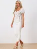 Puff Short Sleeve Floral Shirred Ruffle Peplum Blouse sold by Allegra K