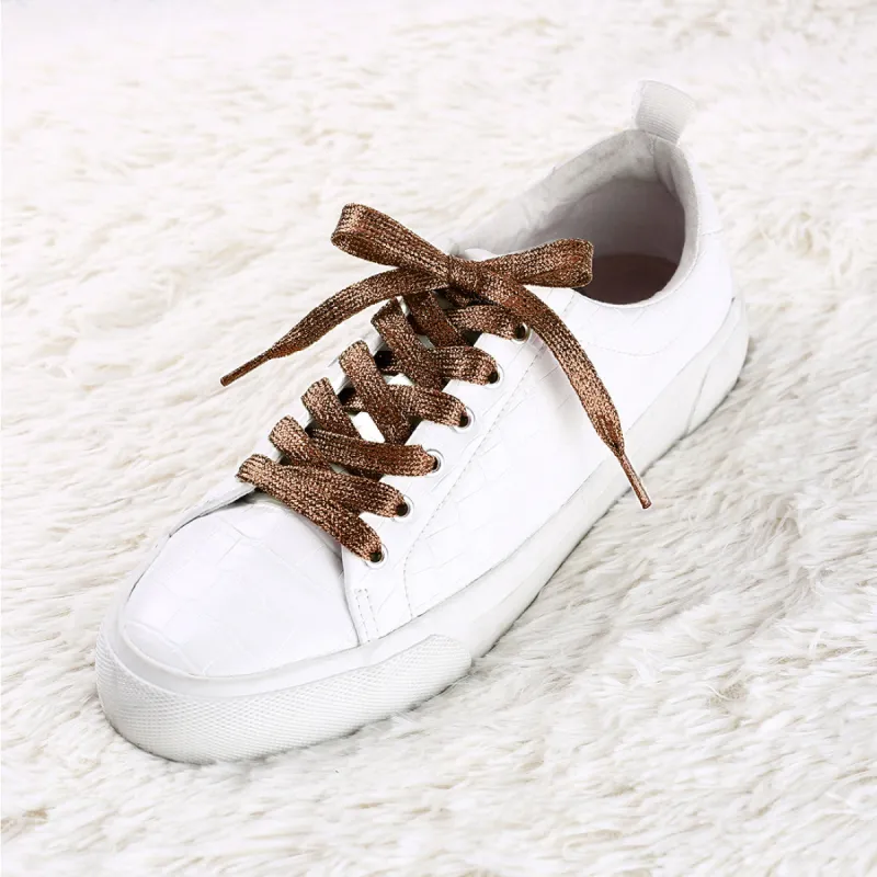 Glitter Shiny Metallic  Flat Sneakers Shoelace Strings sold by Allegra K