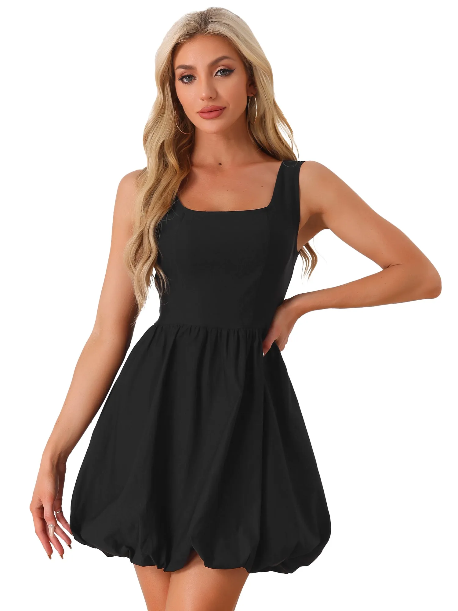 Sleeveless Square Neck High Waist Mini Puff Flare Dress sold by Allegra K product image thumbnail 5