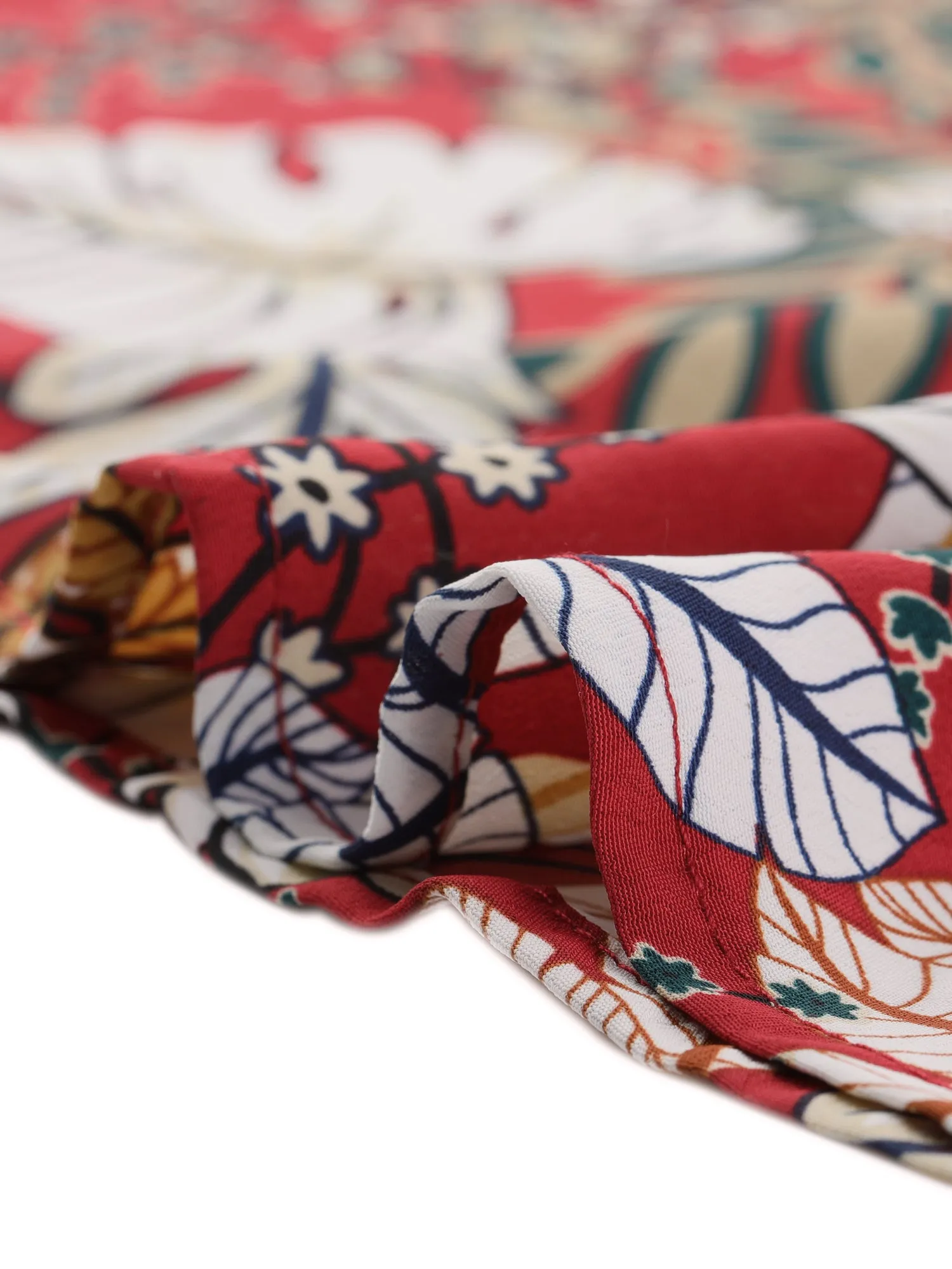 Tropical Smocked Waist High Low Flowy Maxi Skirt sold by Allegra K product image thumbnail 5