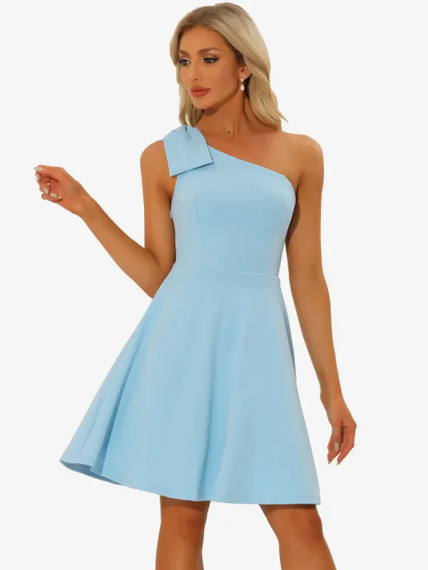 Bow One Shoulder Sleeveless Pockets A-Line Midi Dress sold by Allegra K