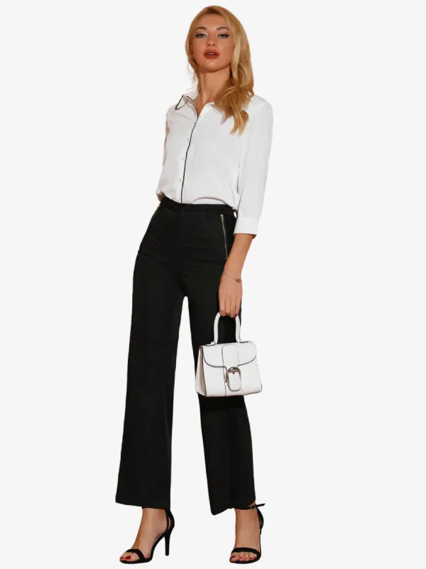 Wide Straight Leg Long Pants High Waist Work Trousers sold by Allegra K