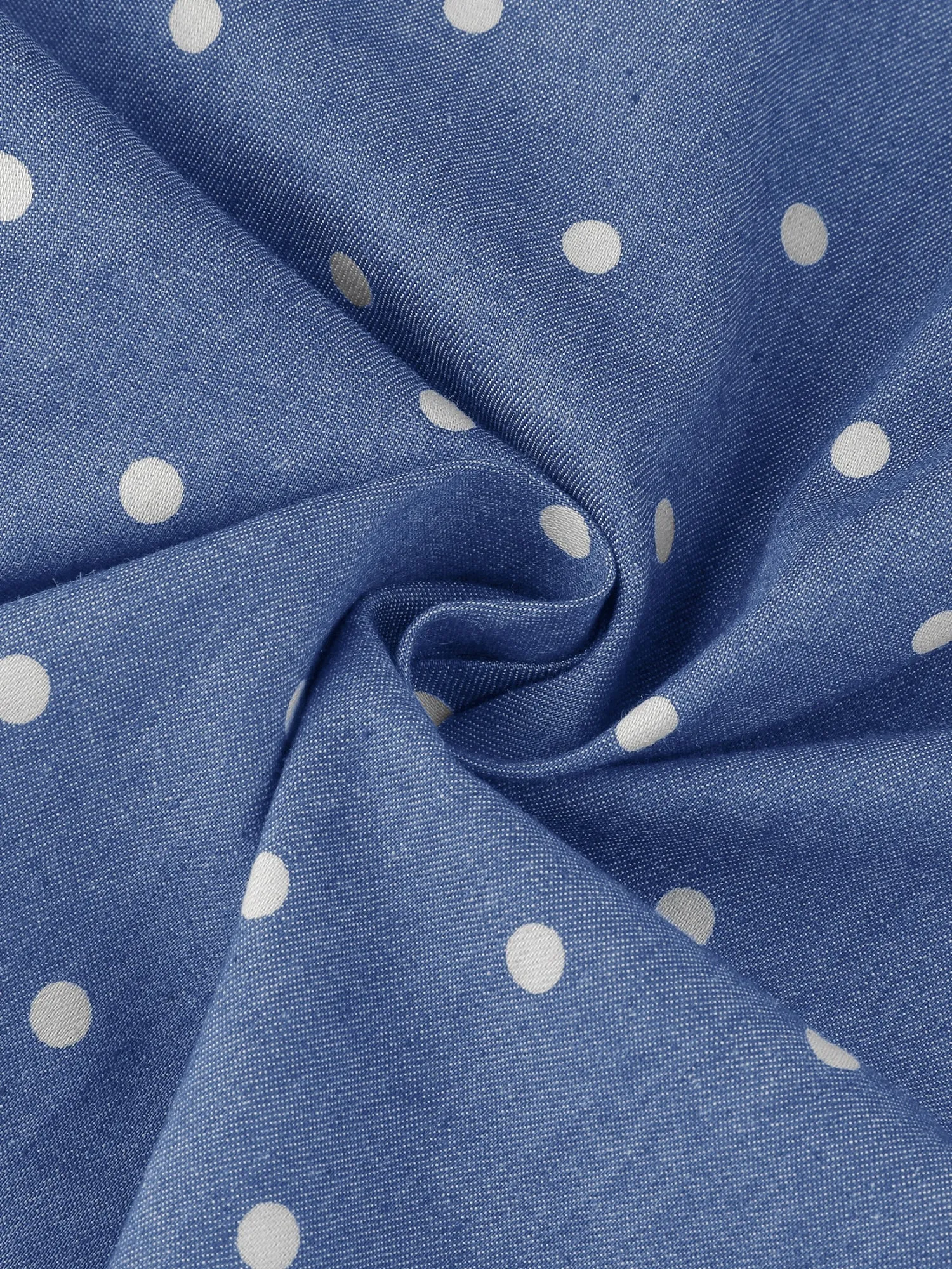 Vintage Polka Dot Tie Waist Sleeveless A-Line Denim Shirt Dress sold by Allegra K product image thumbnail 4