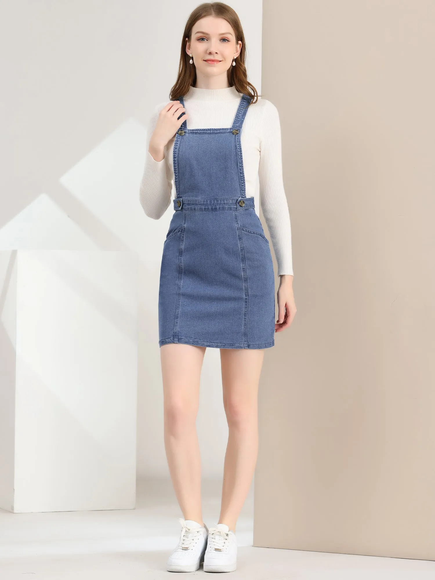 Classic Denim Adjustable Strap Pinafore Overall Dress Suspender Skirt sold by Allegra K product image thumbnail 3
