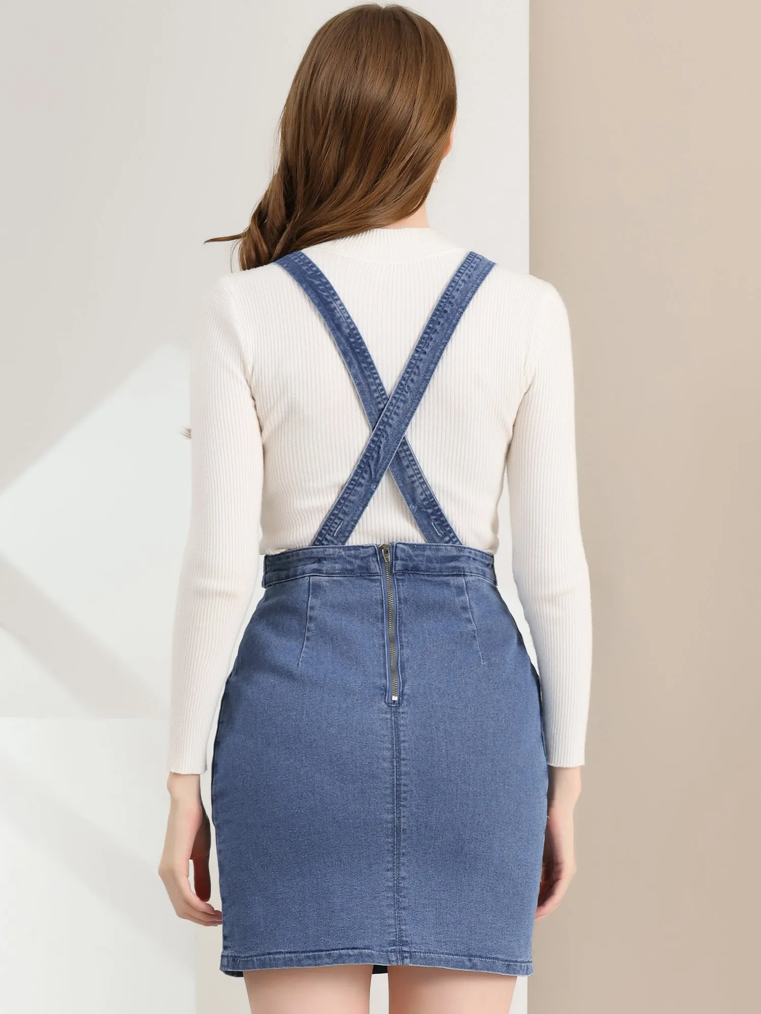 Classic Denim Adjustable Strap Pinafore Overall Dress Suspender Skirt sold by Allegra K product image thumbnail 2