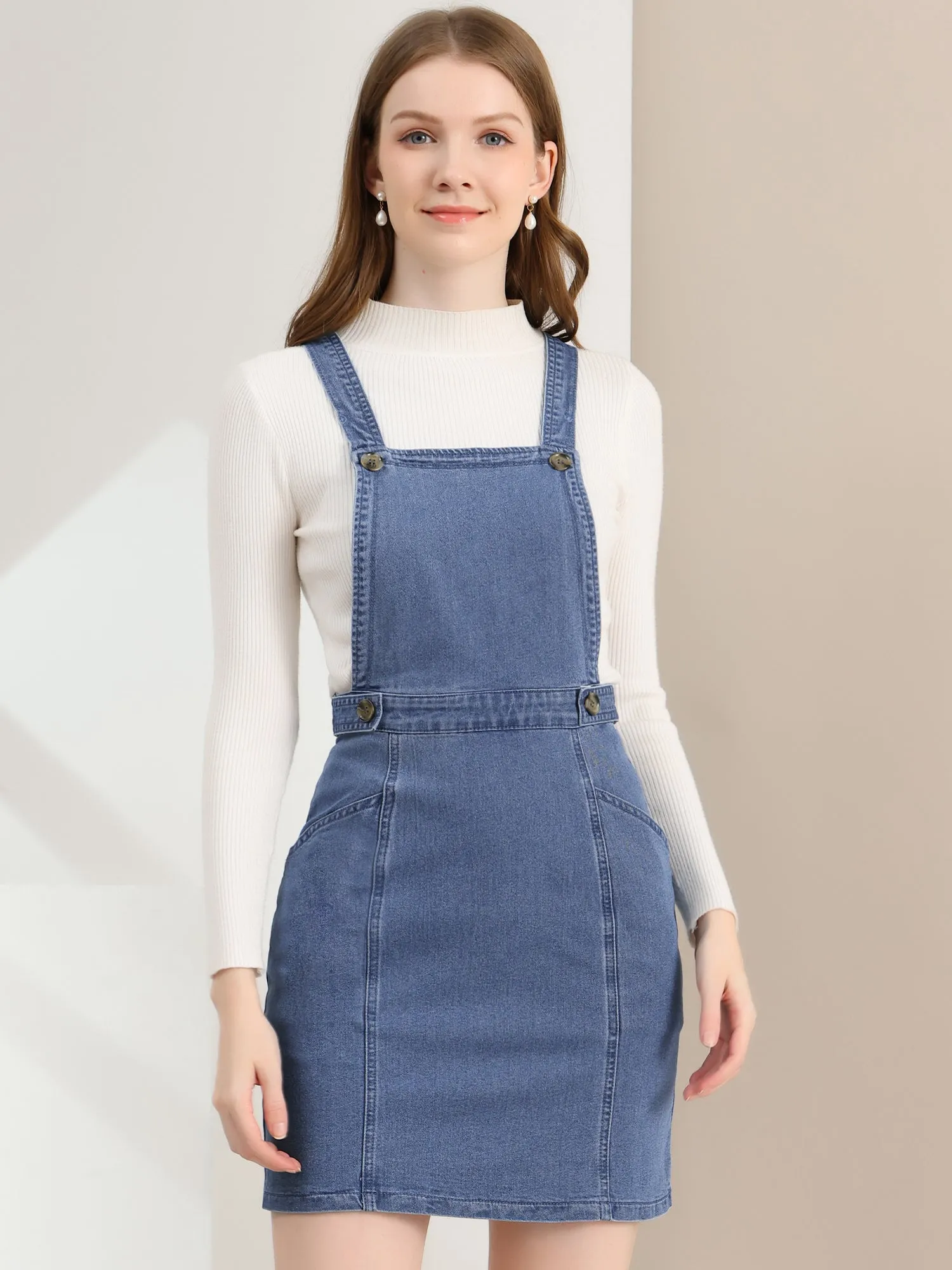 Classic Denim Adjustable Strap Pinafore Overall Dress Suspender Skirt sold by Allegra K product image thumbnail 5