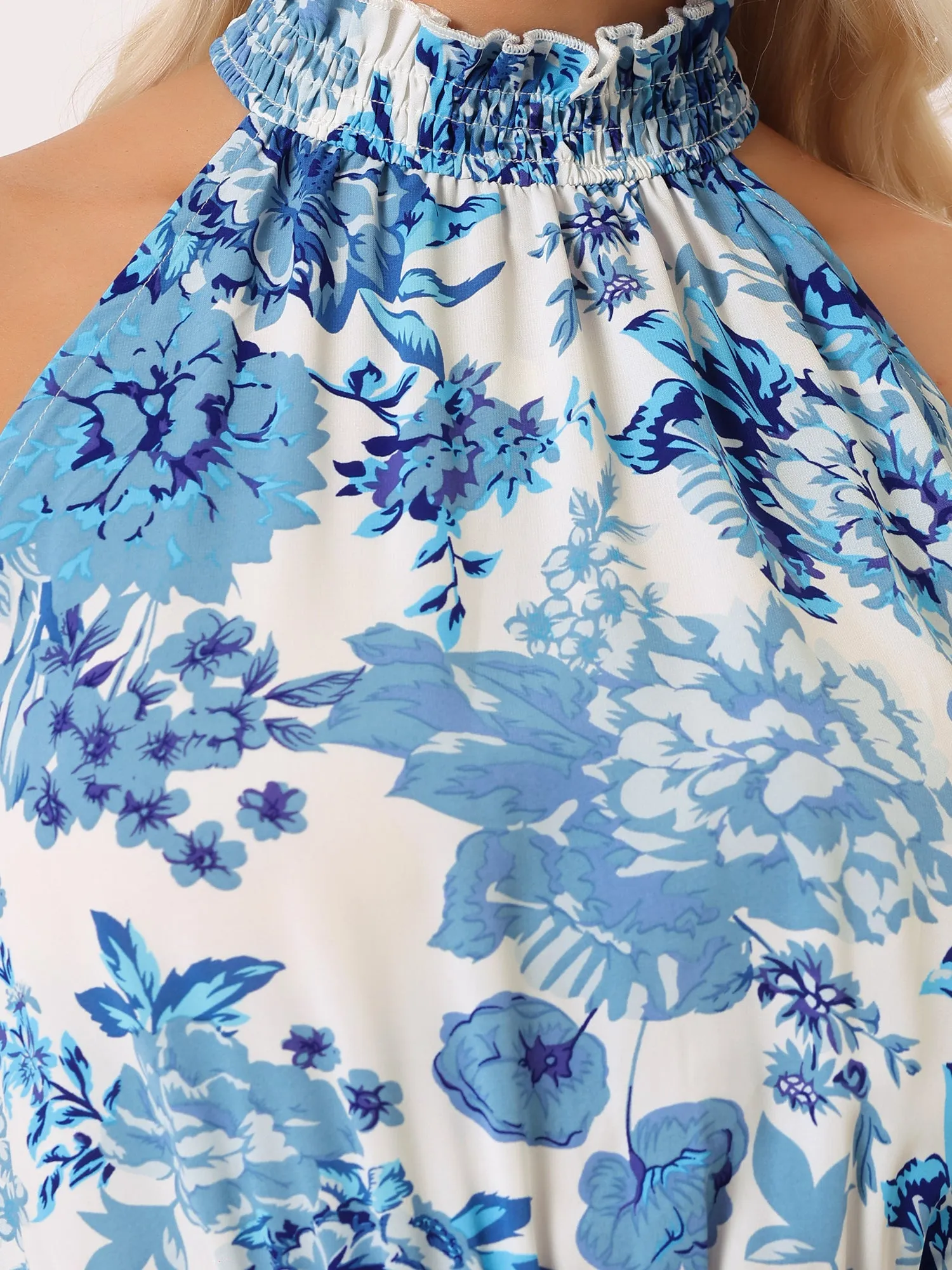 Halter Neck Sleeveless Casual Floral Sundress Midi Dress sold by Allegra K product image thumbnail 4