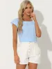 Square Neck Short Sleeves Gingham Plaid Blouse sold by Allegra K