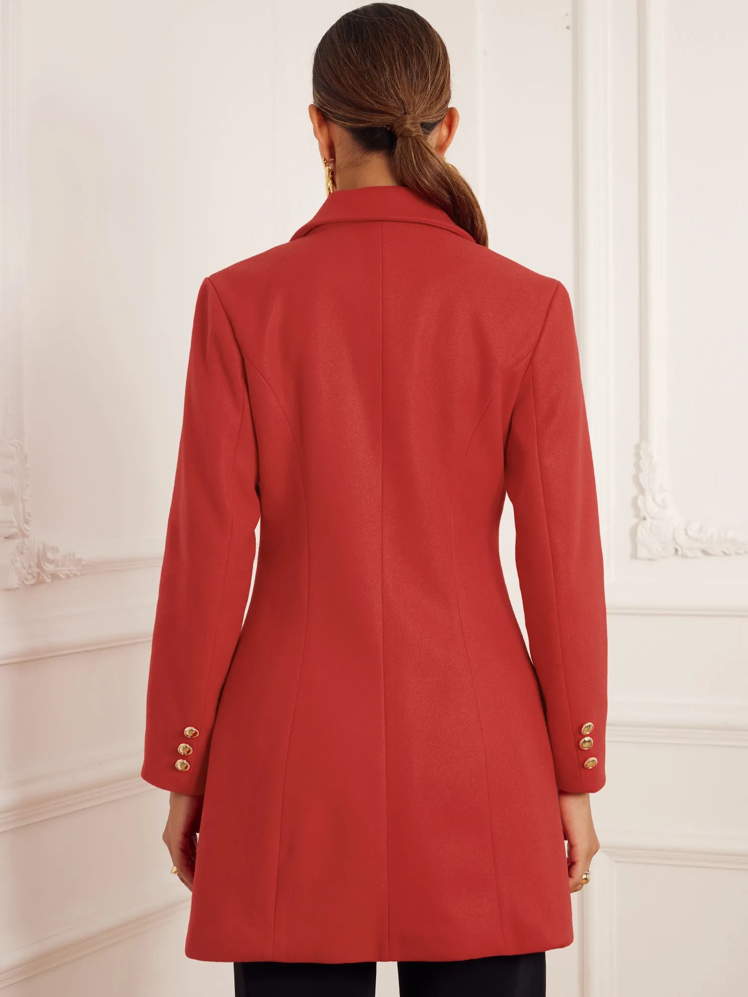 Notched Lapel Double Breasted Winter Overcoat Pea Coat sold by Allegra K product image thumbnail 3