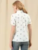 Floral Printed Peter Pan Collar Cotton Short Sleeve Shirt sold by Allegra K