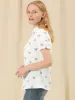 Floral Printed Peter Pan Collar Cotton Short Sleeve Shirt sold by Allegra K