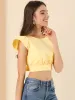 Summer Backless Blouse Short Sleeve Tie Back Crop Top sold by Allegra K