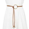 Women PU Leather Skinny Rope Belt Round Ring Endings Self Tie Waistband Thin Waist Strap sold by Allegra K