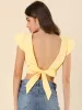 Summer Backless Blouse Short Sleeve Tie Back Crop Top sold by Allegra K