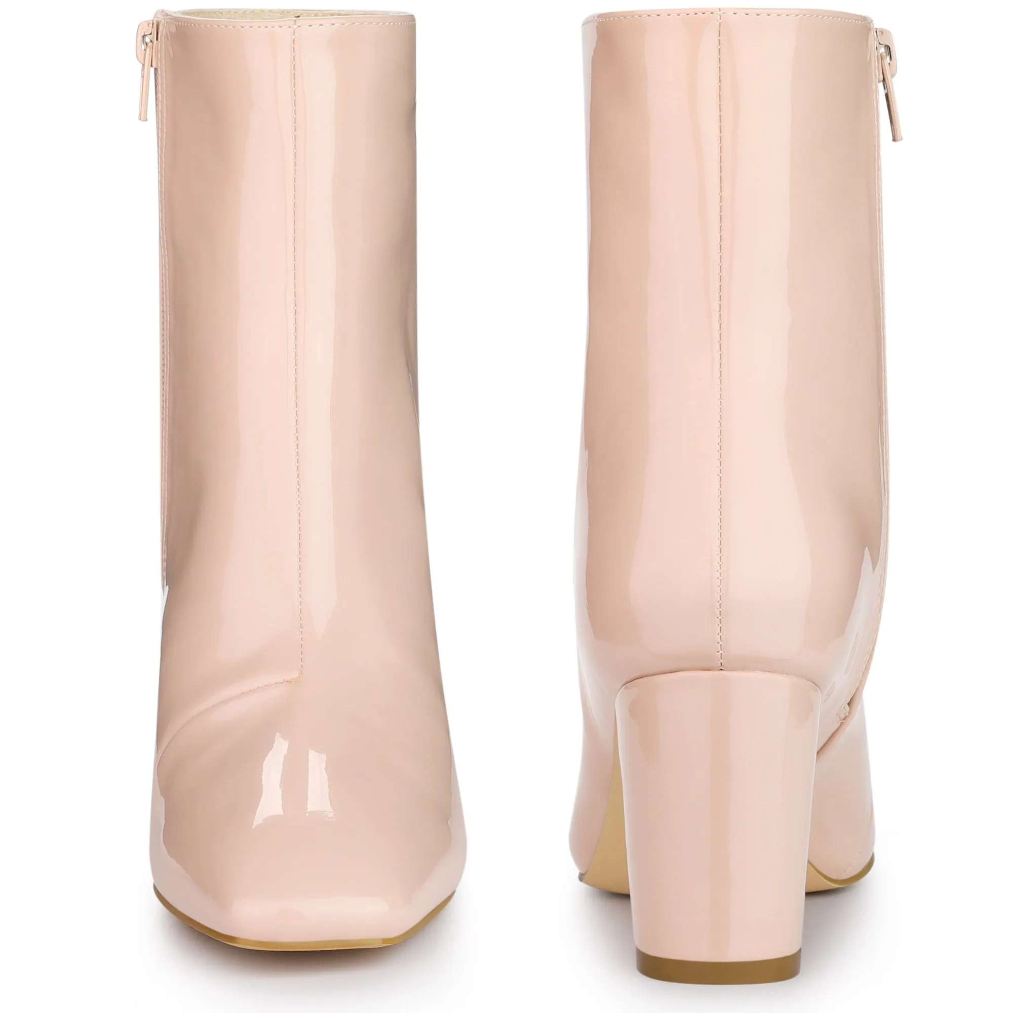 Square Toe Side Zip Chunky Heel Faux Leather Ankle Boots sold by Allegra K product image thumbnail 5