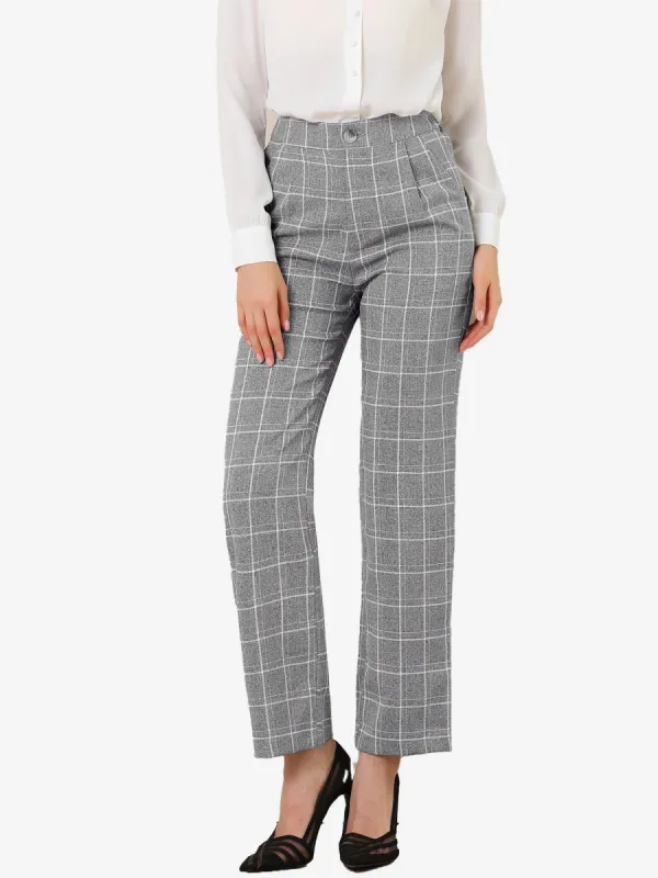 Plaid Pants Elastic Waist Casual Work Office Long Trousers sold by Allegra K