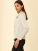 Retro 1950s Bow Tie Tops Button Long Sleeve Shawl Collar Satin Blouse sold by Allegra K