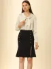 Retro 1950s Bow Tie Tops Button Long Sleeve Shawl Collar Satin Blouse sold by Allegra K