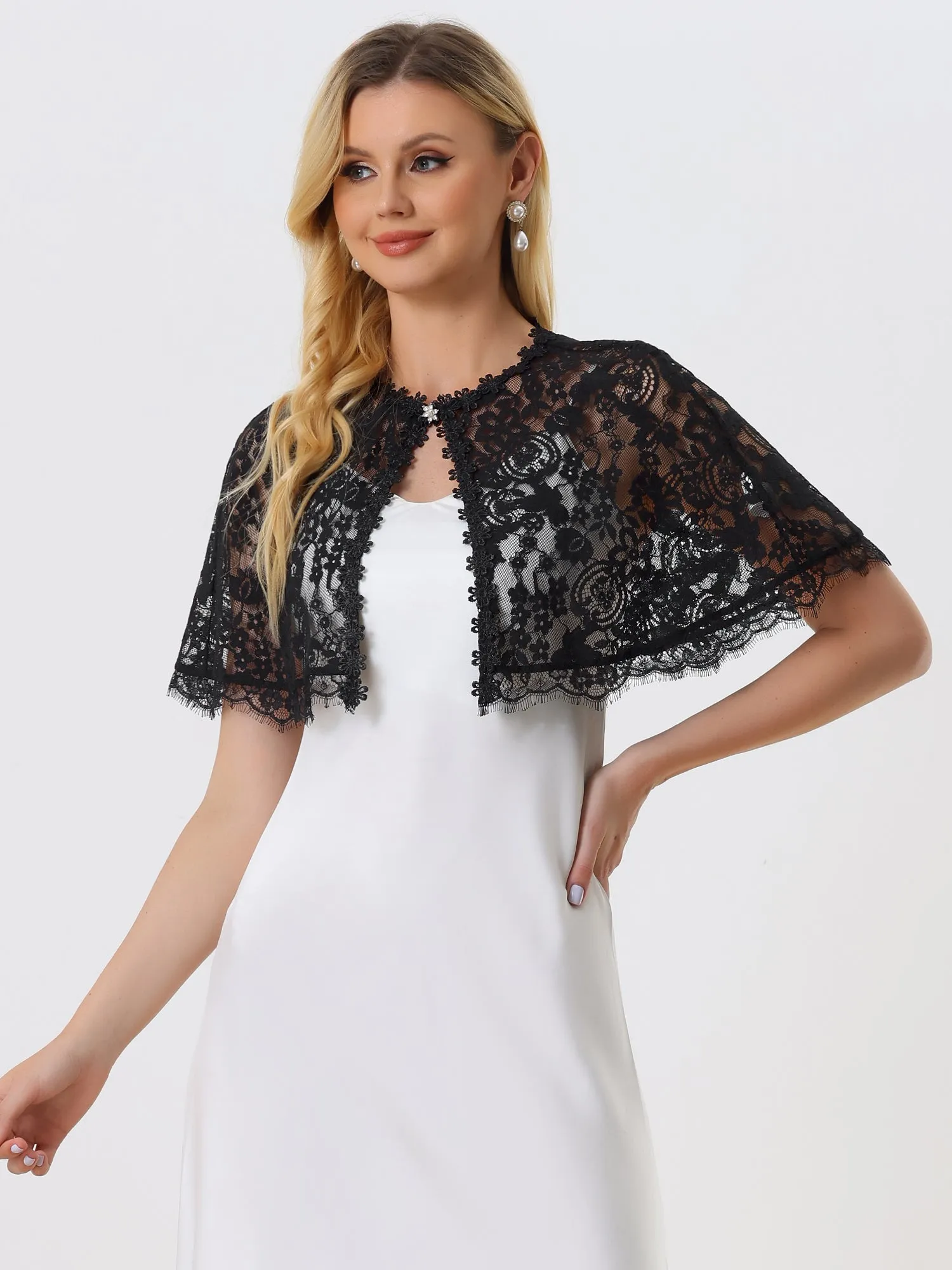 Lace Shawls Wrap Evening Dress Wedding Cape Bolero Shrug sold by Allegra K product image thumbnail 4