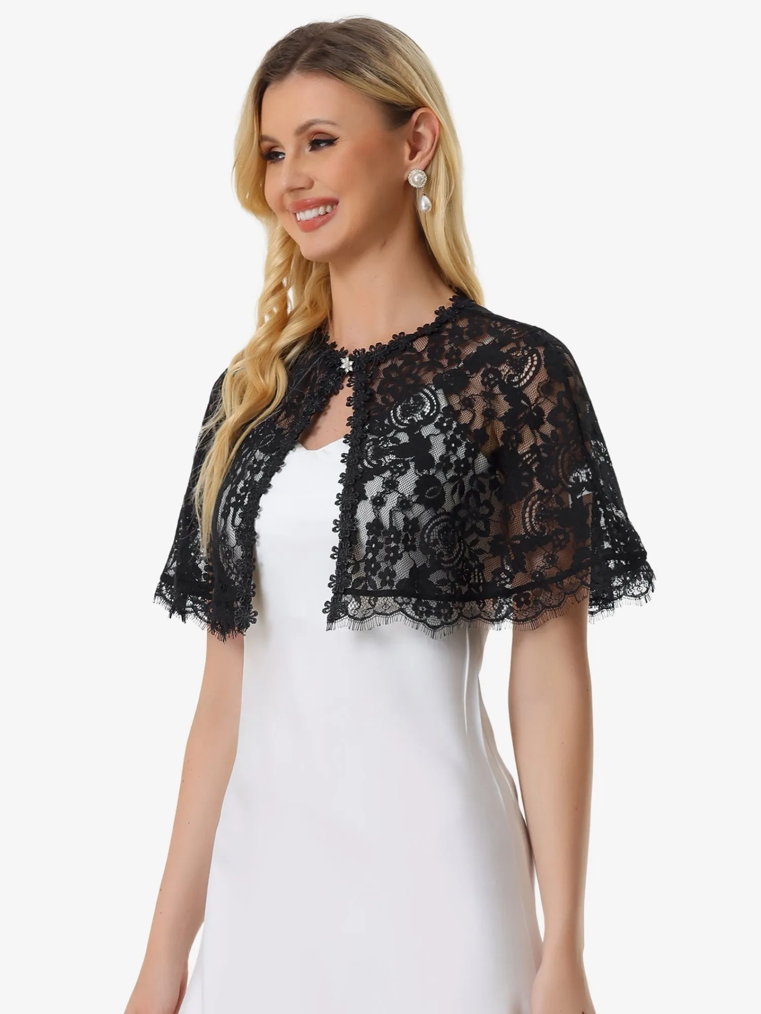 Lace Shawls Wrap Evening Dress Wedding Cape Bolero Shrug sold by Allegra K