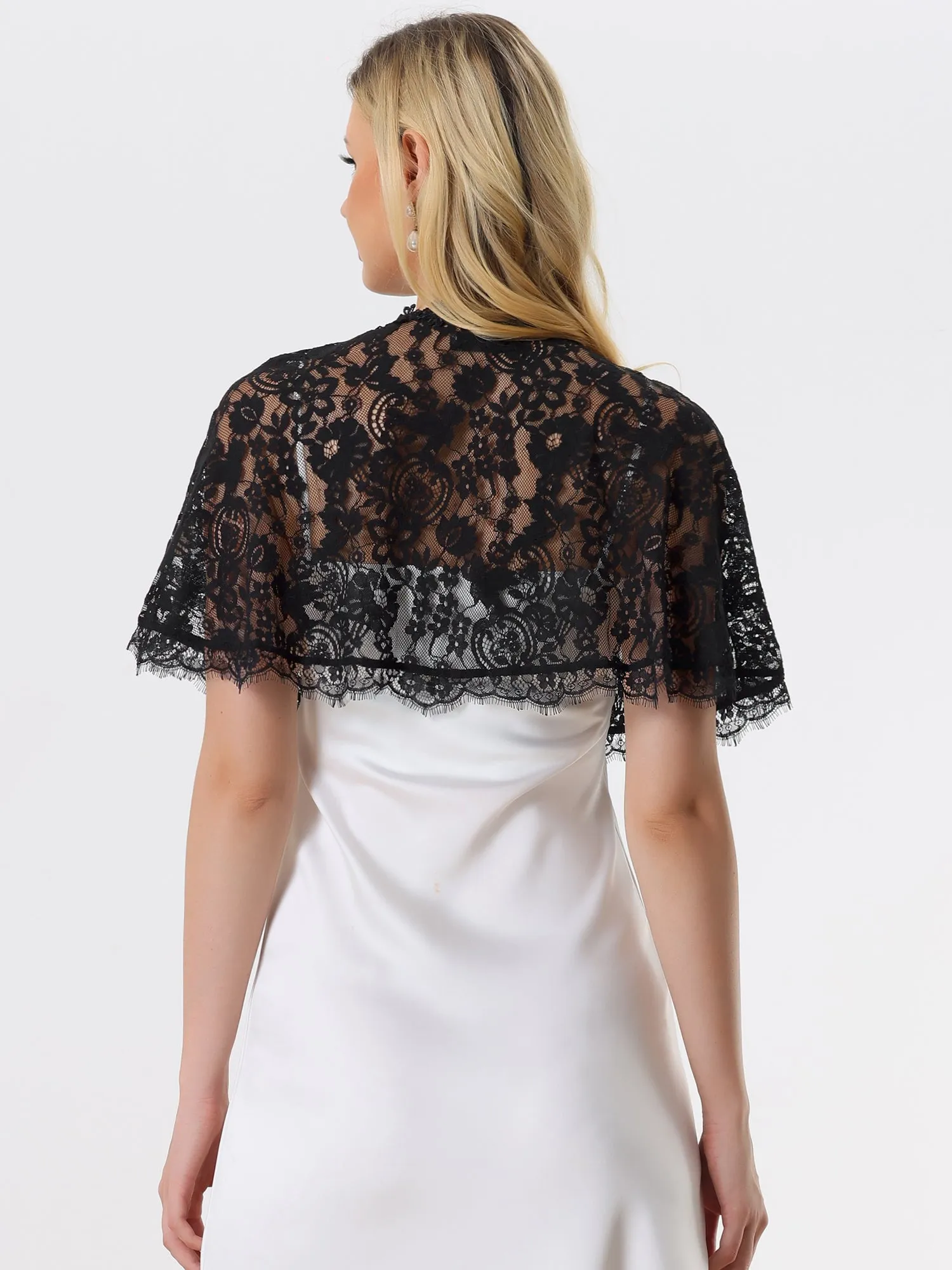 Lace Shawls Wrap Evening Dress Wedding Cape Bolero Shrug sold by Allegra K product image thumbnail 3