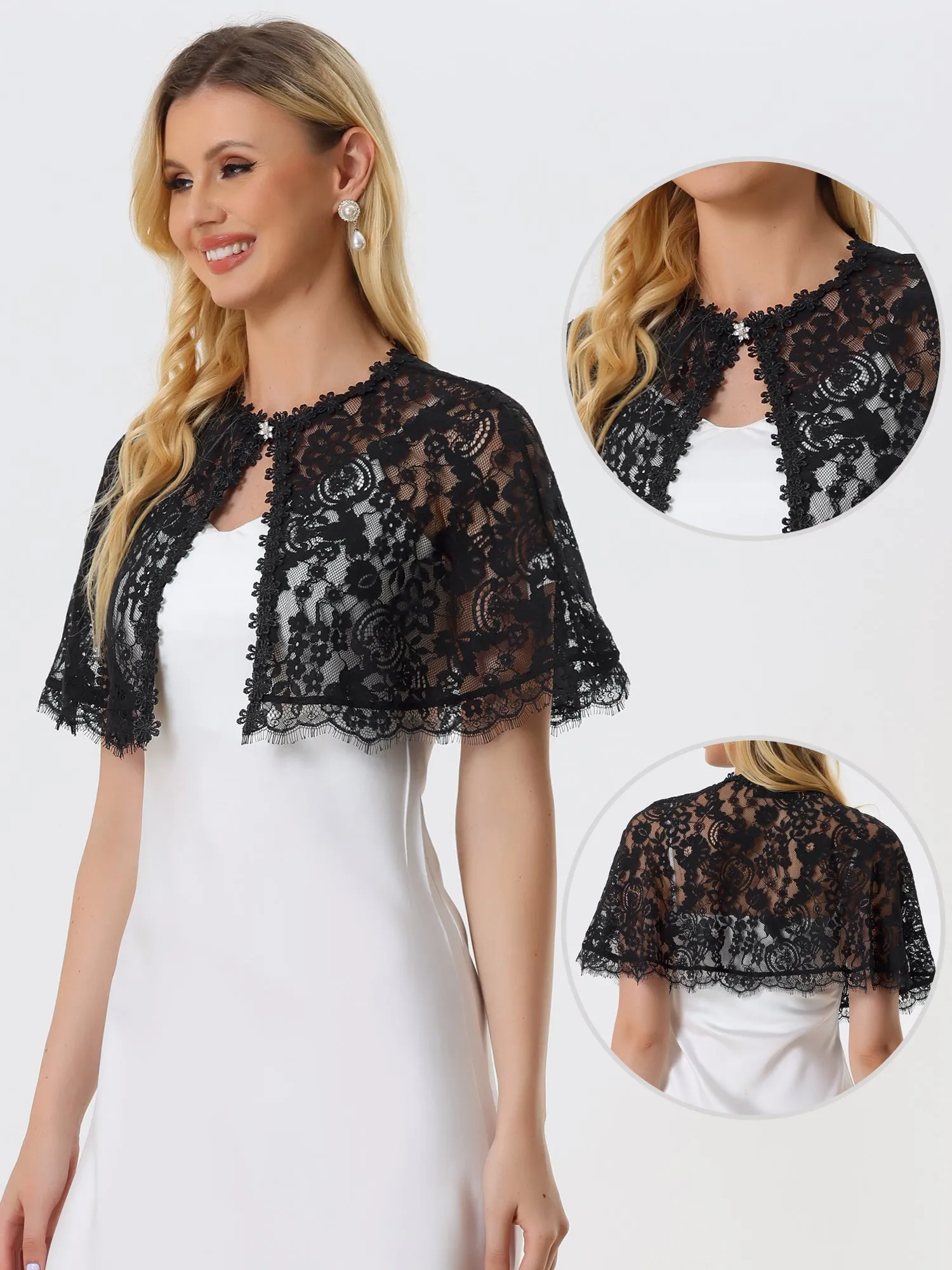 Lace Shawls Wrap Evening Dress Wedding Cape Bolero Shrug sold by Allegra K product image thumbnail 2