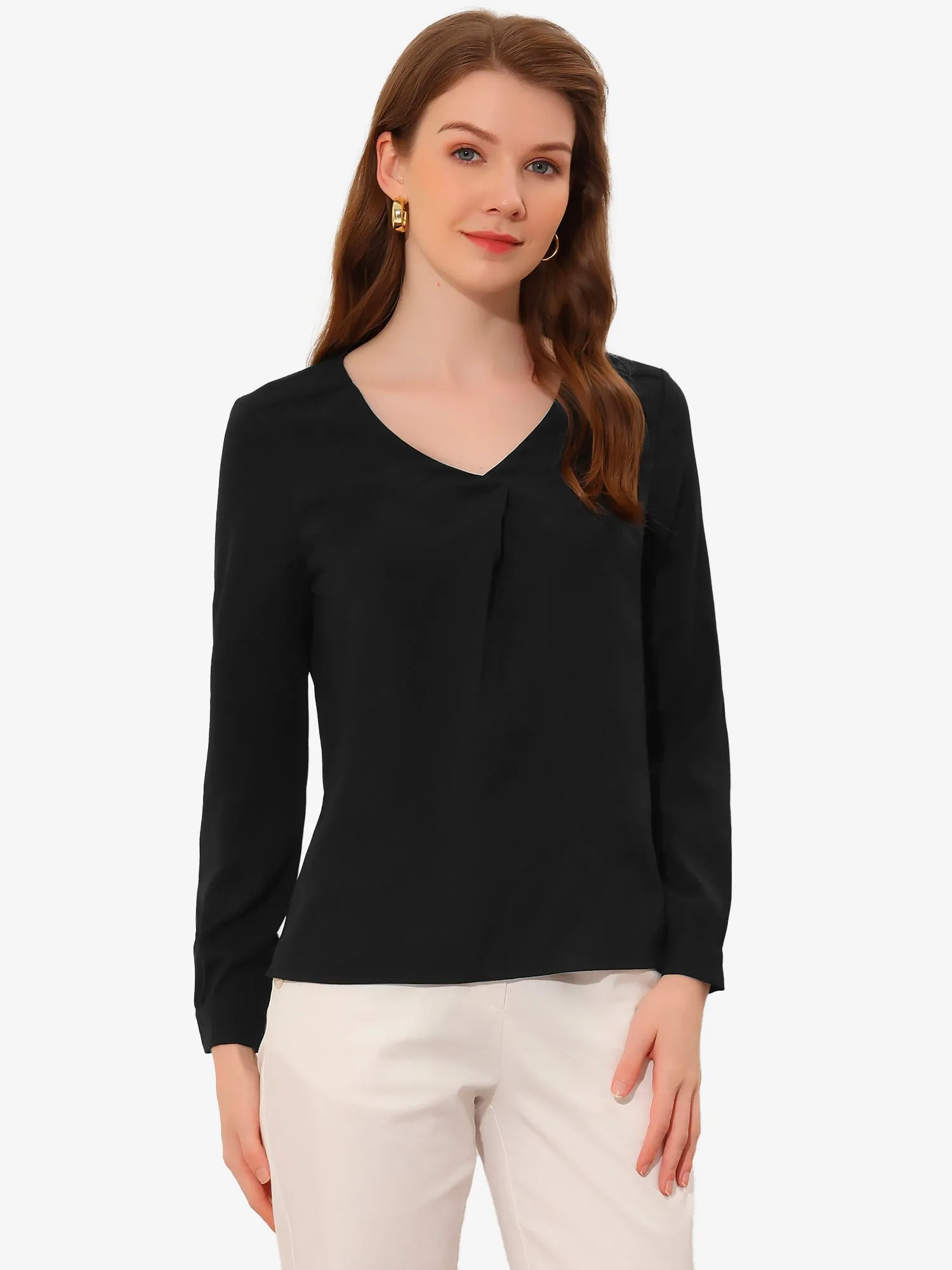 Chiffon Blouse V Neck Long Sleeve Business Causal Shirt sold by Allegra K