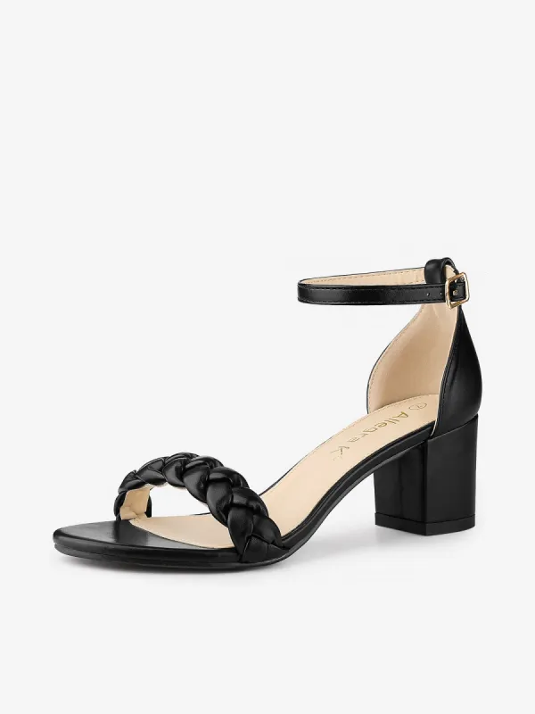 Women's Chunky Heels Ankle Strap Braided Heel Sandals sold by Allegra K