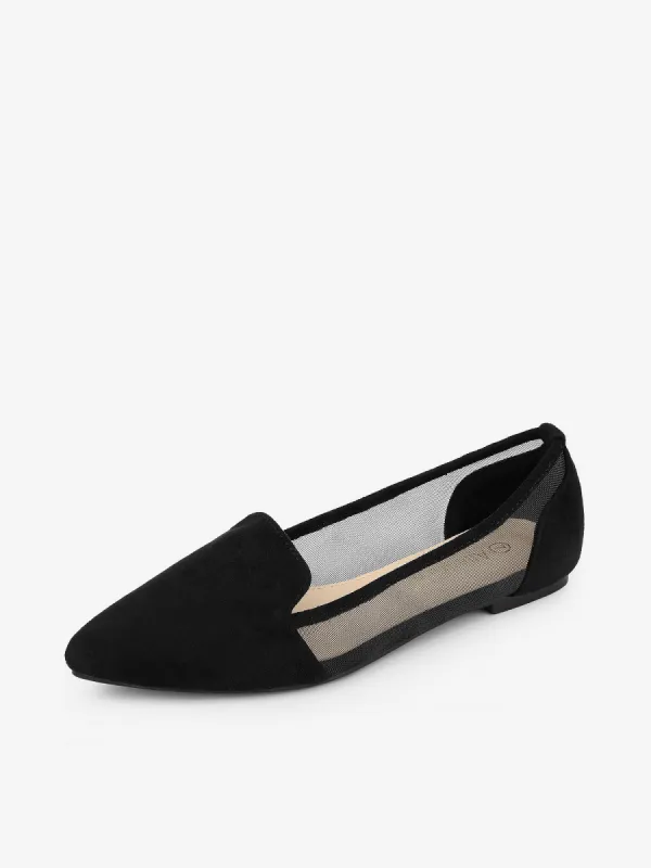 Pointed Toe Mesh Slip on Ballet Flats sold by Allegra K